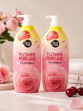 2x Shower Mate Flower Perfume Body Wash Rose Cherry Blossom K-Beauty 31.7 Oz